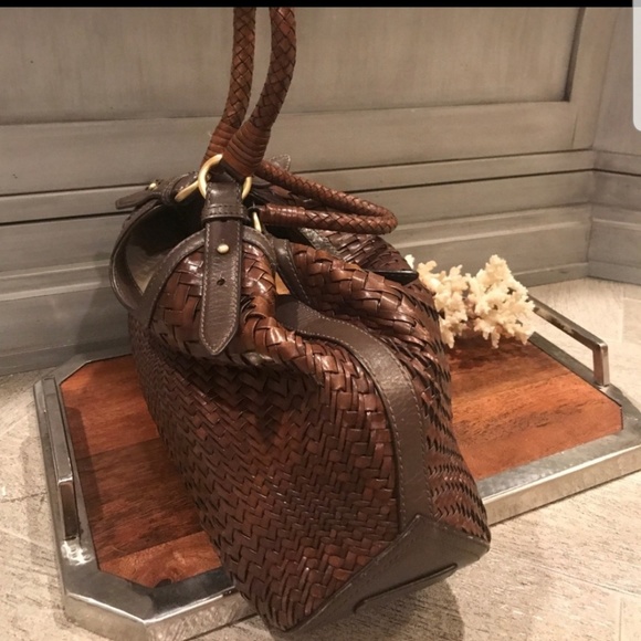 COLE HAAN woven leather handbag w/dust bag - Picture 5 of 12